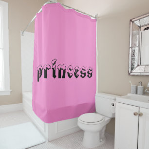 My Little Princess Girly Home Baby Pink Bath text Shower Curtain