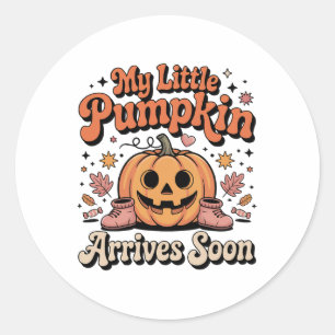 My Little Pumpkin Arrives Soon Pregnant Halloween Classic Round Sticker