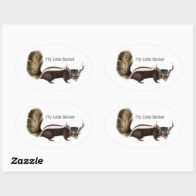 My Little Stinker Customisable Oval Skunk Stickers (Sheet)
