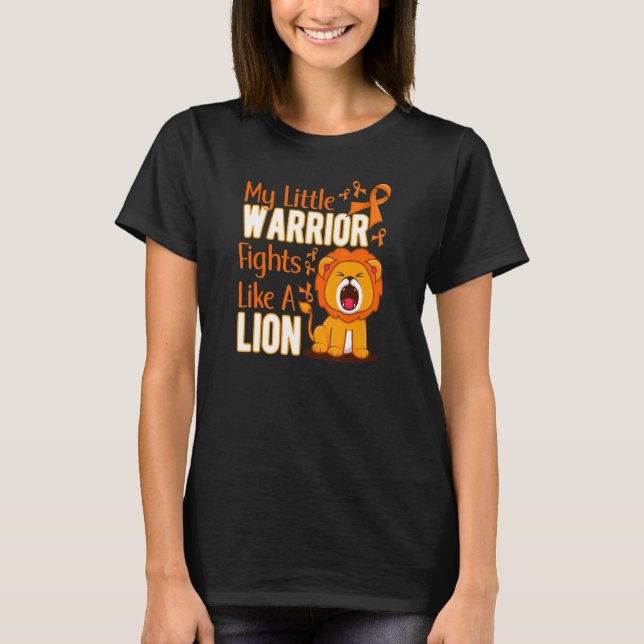 My Little Warrior Fights Like A Lion Leukaemia Awa T-Shirt (Front)