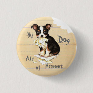 My Long Coat Chihuahua Ate My Homework 3 Cm Round Badge