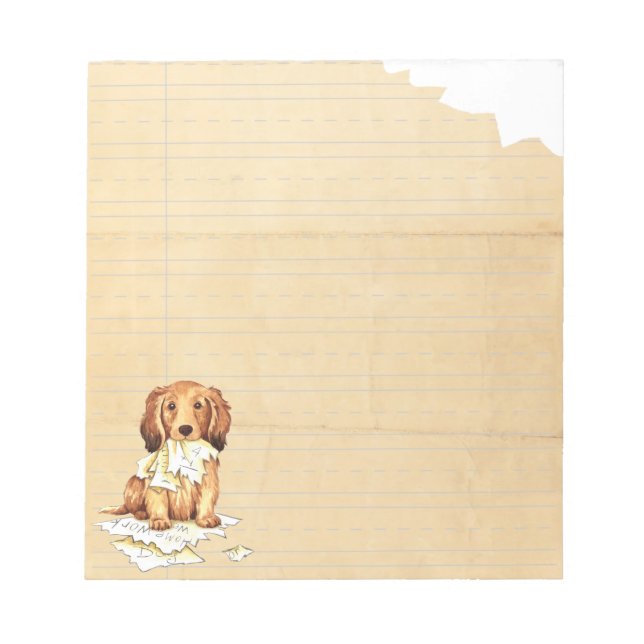 My Longhaired Dachshund Ate my Homework Notepad (Front)
