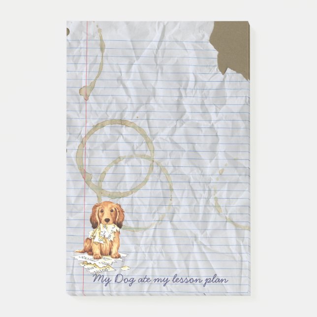 My Longhaired Dachshund Ate my Lesson Plan Post-it Notes (Front)