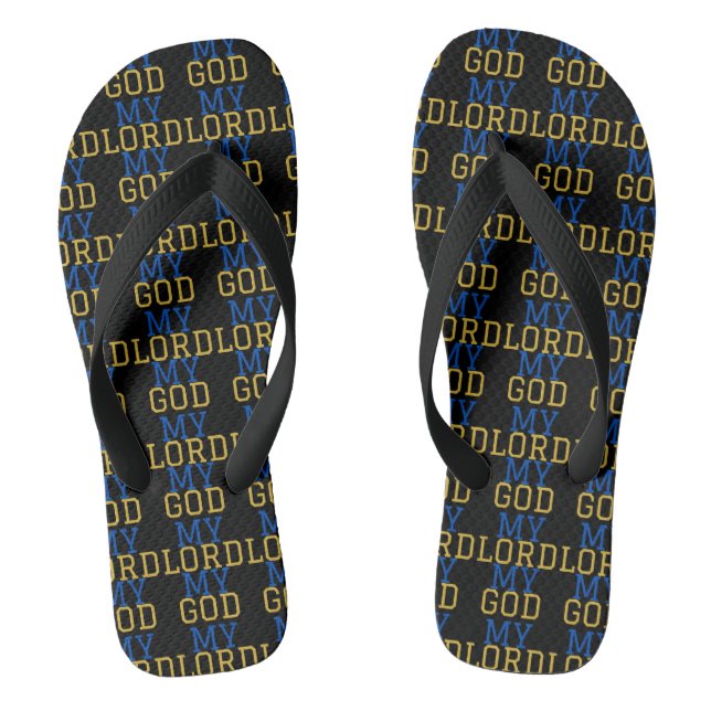 My Lord My God Biblical Black All-Over Unisex Thongs (Footbed)