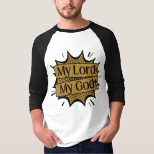 My Lord My God Biblical Cross 3/4 Men's T-Shirt