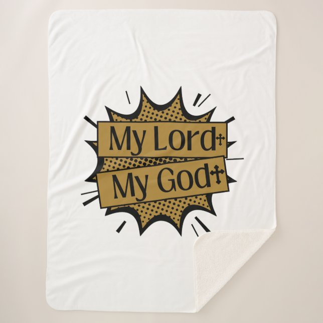My Lord My God Biblical Cross Sherpa Blanket (Front)