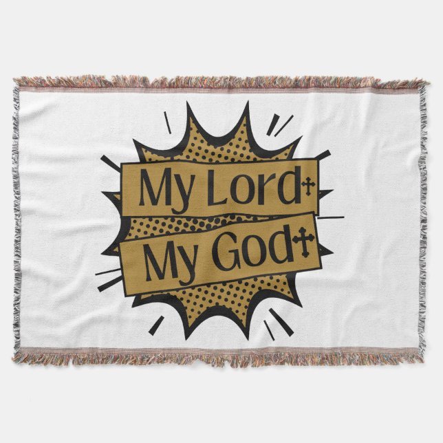 My Lord My God Biblical Cross Throw Blanket (Front)