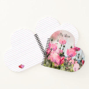 My Love Floral Watercolor Pink Flower Painting Notebook