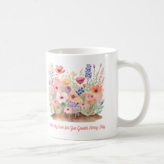 My Love for You Grows Every Day Custom Watercolor Coffee Mug