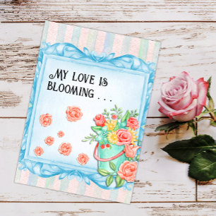 My Love is Blooming Roses Valentine's Day Holiday Card