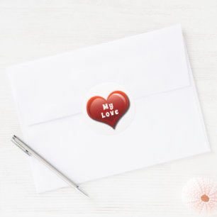 My Love Modern Red Heart Classic Round Sticker
