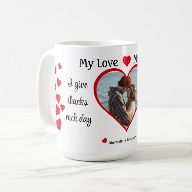 My Love My Life Romantic Heart Photo Coffee Mug (Front Left)