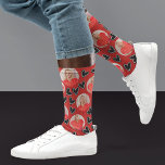 My Love, My Socks: Personalised Valentine's Day  Socks<br><div class="desc">Surprise your special someone with "My Love, My Socks" – a unique Valentine's Day gift crafted just for him. These charming socks feature a vibrant red background adorned with a pattern of two different circular photos of you, surrounded by whimsical black and white hearts. Designed to bring joy and add...</div>