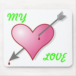 My Love Pink Heart Arrow Mousepad