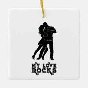 My Love Rocks - Dancing Couple Ceramic Ornament