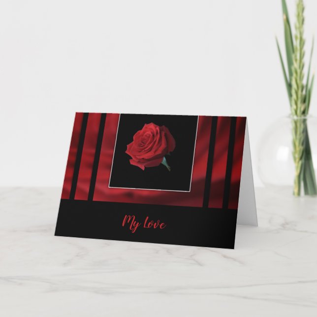 My Love Traditional Red Rose Valentine Holiday Card (Front)