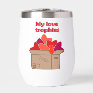 My love trophies in box full of Valentines hearts