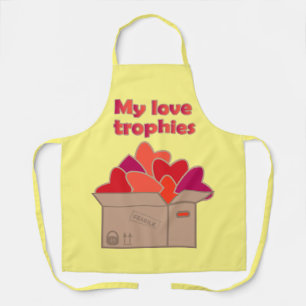My love trophies in box full of Valentines hearts Apron