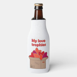 My love trophies in box full of Valentines hearts Bottle Cooler