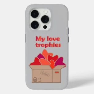 My love trophies in box full of Valentines hearts iPhone 15 Pro Case