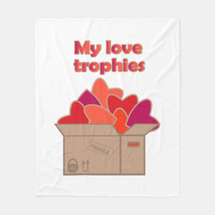 My love trophies in box full of Valentines hearts Fleece Blanket