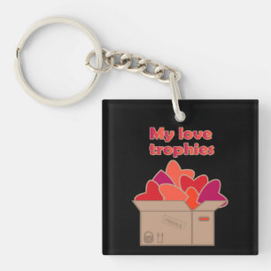 My love trophies in box full of Valentines hearts Key Ring