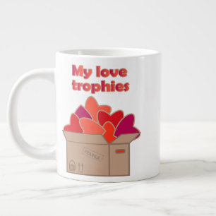 My love trophies in box full of Valentines hearts Large Coffee Mug
