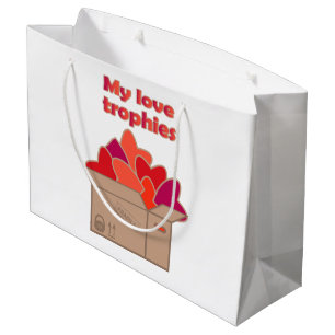 My love trophies in box full of Valentines hearts Large Gift Bag