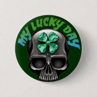 My Luck Day Skull Button