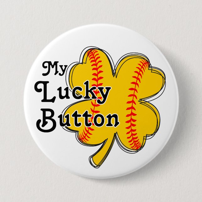 My Lucky Button Softball four leaf clover design (Front)