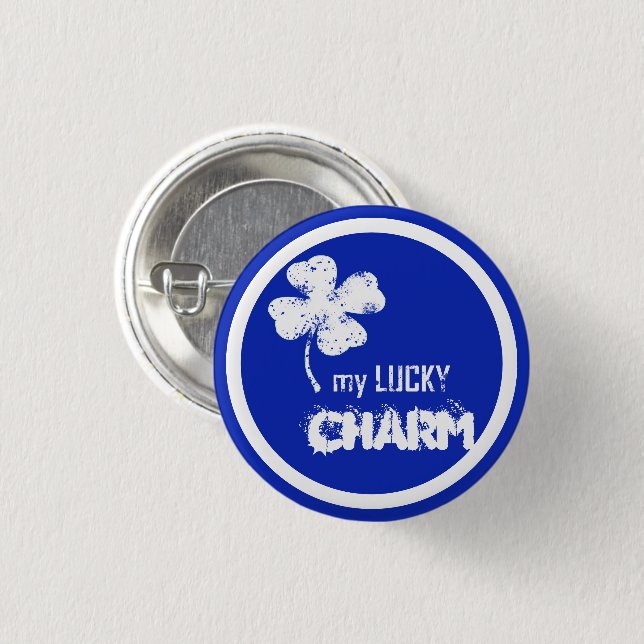 My Lucky Charm Shamrock In A Circle Button Pin (Front & Back)