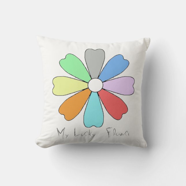 My Lucky Flower Throw Pillow (Front)