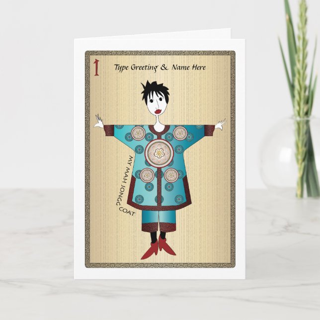 My Mah Jongg Coat 04: Customisable Greeting Card (Front)