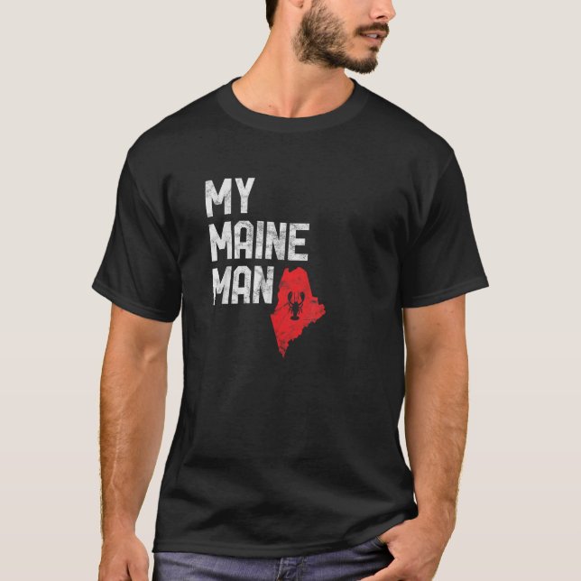 My Maine Man Funny Retro Lobster Red Gift Shirt (Front)