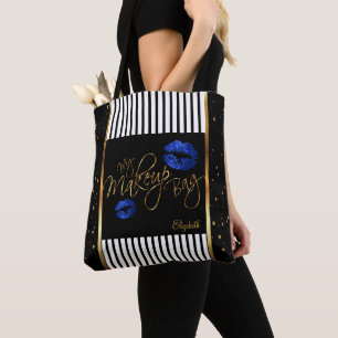 My Makeup Gold Confetti Bag - Blue Glitter Lips