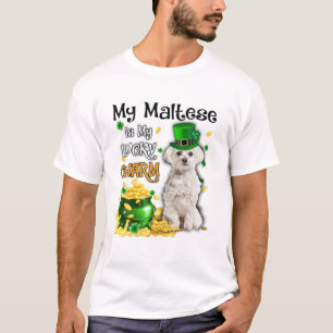 My Maltese Is My Lucky Charm Cute Dog Patricks Day T-Shirt