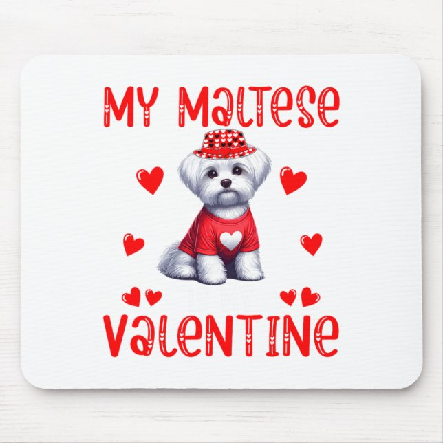 My Maltese Is My Valentine Hearts Costume Single O Mouse Pad (Front)