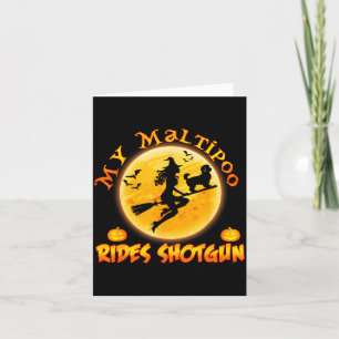 My Maltipoo Rides Shot Funny Halloween Dog Costume Card