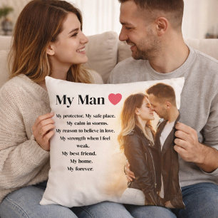 My Man Love Romantic couple Quote Cushion