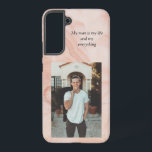 My Man photo on pink marble background  Samsung Ga Samsung Galaxy Case<br><div class="desc">My Man photo on pink marble background Samsung Galaxy S22  Case 

Put your man's picture on this cute pink phone case.  You can also change the words also if you choose

You can also choose another type of phone case</div>