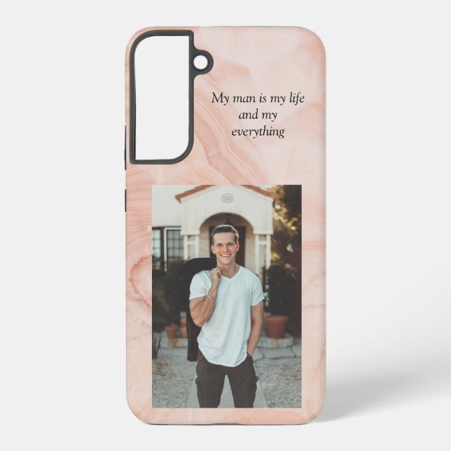 My Man photo on pink marble background  Samsung Ga Samsung Galaxy S22+ Case (Back)