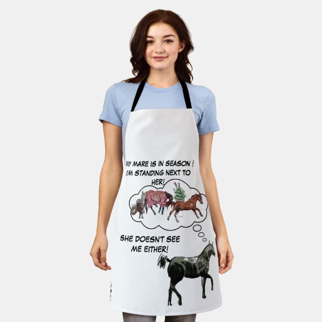 MY MARE IS IN SEASON, FUNNY HORSE COMIC APRON (Worn)