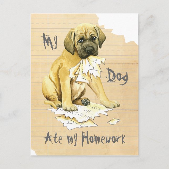 My Mastiff Ate My Homework Postcard (Front)