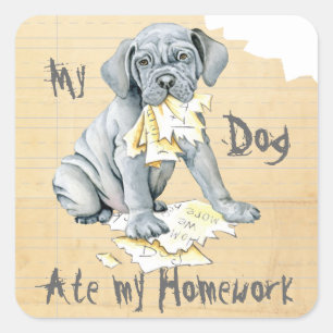 My Mastino Ate My Homework Square Sticker
