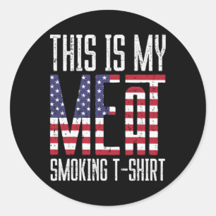 My Meat Grill Shirt Us Flag Bbq Byrbecue Patriot M Classic Round Sticker