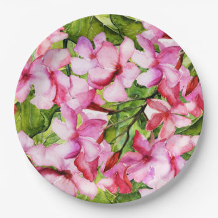 My mediterranean exotic oleander flower garden paper plate