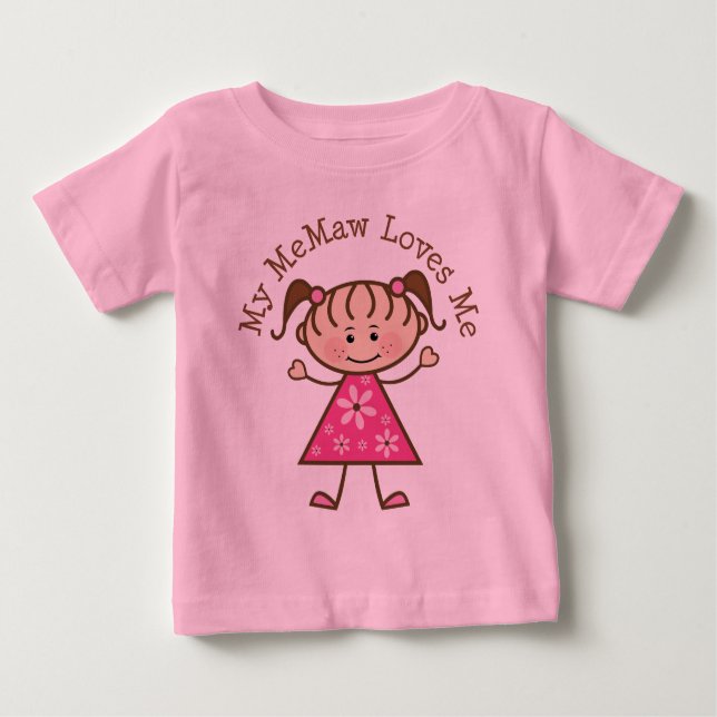 My Memaw Loves Me Stick Figure Baby T-Shirt (Front)