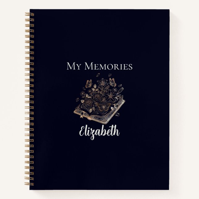 My memories elegant gift blue and gold colour notebook (Front)