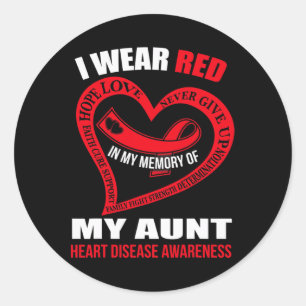 My Memory Of My Aunt Heart Disease Awareness Classic Round Sticker