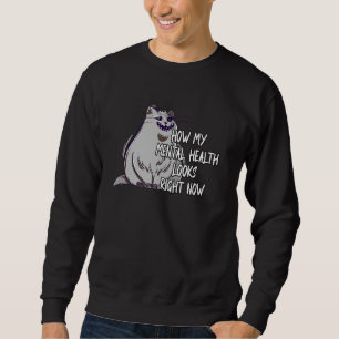 My Mental Health Looks Stressed Scared Cat Borderl Sweatshirt